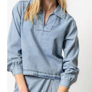 Lilla P Light Blue Denim Top